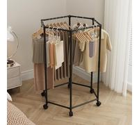 Eurobuy Hexagonal Clothes Rail Drying Clothes Rack Hanging Garment Rack with Wheels, for Home Boutique Retail Store Bedrooms Boutiques Commercial Shop garment rack, 72x35x120cm, Ideal Clothes Rail