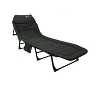 Eurocatch Folding Camping Cot Green - 8 Leg Camping Bed - 5 Position Adjustable Backrest - Padded Headrest - Side Pocket - 195x65x27cm