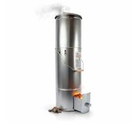 Eurocatch Telescopic Smoker Round 101 cm - Outdoor Smoking Oven with Thermometer and 10 Hooks - Galvanized Metal Smoker Cabinet/Barrel for Fish and Meat