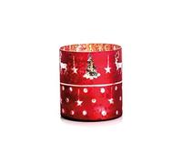 EUROCINSA Ref. 28029 Glass Candle Holder Red with Silver with Deer and Stars 12.5 x 14 cm 1pc, One Size