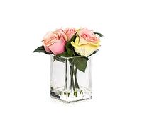 EUROCINSA Ref.88427C21 Set of 5 Pink Roses, Box of 2, Plastic, Glass, 17 x 20 Inches