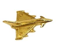 Eurofighter Typhoon Aeroplane Golden Pewter Pin Badge on Display Card
