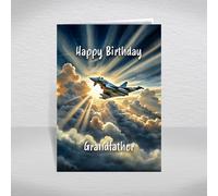 Eurofighter Typhoon Birthday Card for Grandfather - Modern RAF Fighter Jet Military Card for Men, Boys - Aeroplane Airplane Aviation Theme: Grandfather Birthday Card (Size A5)
