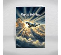 Eurofighter Typhoon Birthday Card for Pops - Modern RAF Fighter Jet Military Card for Men, Boys - Aeroplane Airplane Aviation Theme: Pops Birthday Card (Size A5)