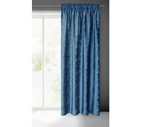 Eurofirany Adria Velvet Curtain with Ruffle Tape Patterned Velvet Look Geometric Pattern Modern Classic Living Room Bedroom Balcony Door 140 x 270 cm Blue and Grey