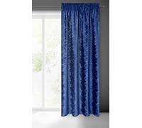Eurofirany Adria Velvet Curtain with Ruffle Tape, Patterned Velvet Look, Geometric Pattern, Modern Living Room, Bedroom, Balcony Door, 140 x 270 cm, Dark Blue, Grey, Dark Blue/Grey, 140 x 270 cm, 140