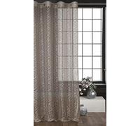 Eurofirany AMANDA Net Curtain with Eyelets - 1 Pc, Window Curtain, Transparent, Sheer Curtain for Living Room Bedroom Children's Room Dining Room, W55 x L98, Beige