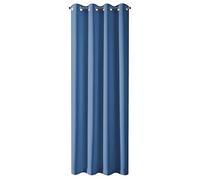 Eurofirany Blackout Light Insulating Blackout Patterned Curtains 8 Eyelets Elegant Smooth Plain Soft Living Room Bedroom Lounge, Navy Blue, 135 x 250 cm