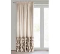 Eurofirany Carli Velvet Curtain with Ruffle, 1 Piece, Opaque, Blackout, Exclusive Curtain for Living Room, 140 x 270 cm, Beige