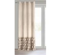 Eurofirany Carli Velvet Curtain with Ruffles, Velvet Curtain with Eyelets, Opaque Blackout Curtain for Living Room, Bedroom, 140 x 250 cm, Beige