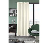 Eurofirany Creamy Curtain with Eyelets Plain Matt Smooth Plain Weave 140 g/m2 140 x 250 cm Pack of 1 Bright Modern Minimal Living Room Bedroom
