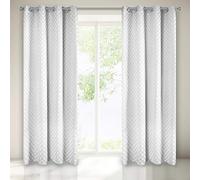 Eurofirany Curtain Elegant Wavy Pattern Shimmering Silver 8 Eyelets Elegant Glamour Bedroom Living Room 135 x 250 cm
