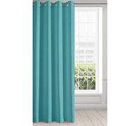 Eurofirany Curtain Eyelets Tunnel Plain - Living Room Bedroom Elegant Modern 1 Piece, Turquoise & Navy, 135X250cm
