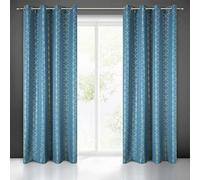 Eurofirany Curtain Geometric Pattern Trend Eyelets Elegant Glamour Bedroom Living Room, Polyester, Blue, 140x250 cm