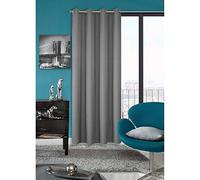 Eurofirany Curtain Steel Grey with Eyelets Plain Matt Smooth Plain Weave 150 g/m2 140 x 250 cm Pack of 1 Modern Minimal Living Room Bedroom