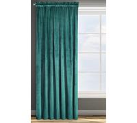 Eurofirany Design91 ROSA Soft Plain Opaque Velvet Curtain with Rufflette Tape For Rail - 1 Unit, Fluffy Panel Drape Classic Glamour Elegant Living Room, Bedroom, W55 x L106, Dark Green