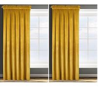 Eurofirany Design91 ROSA Soft Plain Opaque Velvet Curtain with Rufflette Tape For Rail - 1 Unit, Fluffy Panel Drape Classic Glamour Elegant Living Room, Bedroom, W53 x L118, Black (Pack of 2)