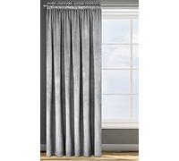Eurofirany Design91 ROSA Soft Plain Opaque Velvet Curtain with Rufflette Tape For Rail - 1 Unit, Fluffy Panel Drape Classic Glamour Elegant Living Room, Bedroom, W53 x L118, Steel