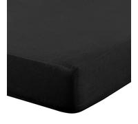 Eurofirany - Fitted Sheet 160 x 200 cm - Basic Cotton Flat Sheet with Elastic Band, Durable - for Thick Mattresses 30 cm Deep Pocket - Many Colours, Black