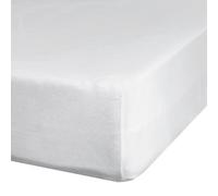 Eurofirany - Fitted Sheet 220 x 200 cm - Basic Cotton Flat Sheet with Elastic Band, Durable - for Thick Mattresses 30 cm Deep Pocket - Many Colours, White