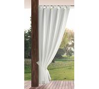 Eurofirany GARDEN Outdoor Curtain with Tab Top - 1 pc. Velcro Fastener, Sun Protection, Privacy Screen, Windproof, Waterproof Curtain for Patio, Gazebo, Pergola, Porch, W61 x L94, White