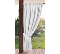 Eurofirany GARDEN Outdoor Curtain with Rod Pocket - 1 pc. Sun Protection, Privacy Screen, Windproof, Waterproof Curtain for Patio, Gazebo, Pergola, Porch, W61 x L79, White