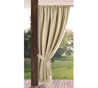 Eurofirany GARDEN Outdoor Curtain with Rod Pocket - 1 pc. Sun Protection, Privacy Screen, Windproof, Waterproof Curtain for Patio, Gazebo, Pergola, Porch, W61 x L79, Light Beige