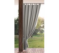 Eurofirany GARDEN Outdoor Curtain with Tab Top - 1 pc. Velcro Fastener, Sun Protection, Privacy Screen, Windproof, Waterproof Curtain for Patio, Gazebo, Pergola, Porch, W61" x L102", Light Grey
