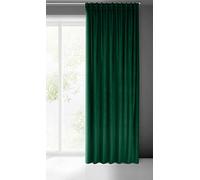 Eurofirany Madlen Velvet Curtain with Pleated Tape 1 Piece Soft Elegant Curtain 200 g/m² Elegant Smooth Plain Modern Classic Living Room Bedroom 140 x 300 cm Green