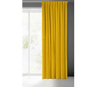 Eurofirany Madlen Velvet Curtain with Pleated Tape 1 Piece Soft Elegant Curtain 200 g/m² Elegant Smooth Plain Modern Classic Living Room Bedroom 140 x 300 cm Mustard Yellow