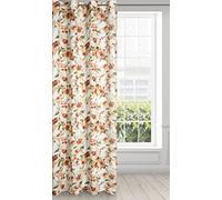 Eurofirany Mila Microfibre Curtain with Floral Pattern and Eyelets 140 x 250 cm Airy Light Semi-Transparent Patterned White and Brick Red