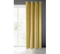 Eurofirany PIERRE Soft Plain Opaque Velvet Curtain with Eyelets - 1 Unit, Fluffy Panel Drape Classic Glamour Elegant Living Room, Bedroom, 215 g/m2, W55 x L98, Mustard Yellow