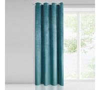 Eurofirany Soft Plain Opaque Velvet Curtain with Eyelets-1 Unit, Fluffy Panel Drape Classic Glamour Elegant Living Room, Bedroom, 215 g/m2, Polyester, Light Turquoise, W55 x L98