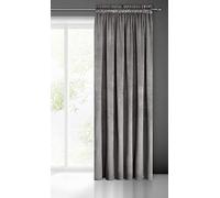 Eurofirany PIERRE Soft Plain Opaque Velvet Curtain with Rufflette Tape For Rail - 1 Unit, Fluffy Panel Drape Classic Glamour Elegant Living Room, Bedroom, 215 g/m2, W55 x L118, Grey