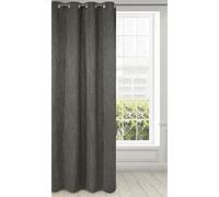 Eurofirany ROSSIE 250 g/m2 Blackout Thermal Curtain with Eyelets 1 Piece Opaque Modern Heat-Insulating Blackout Curtain for Teenager's Room Living Room Bedroom 135 x 250 cm Graphite