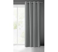 Eurofirany Smooth Plain Modern Curtain with Eyelets-1 Unit, Bedroom, Living Room, Lounge, Kitchen, 140g m/2, Polyester, Gray, W55 x L98