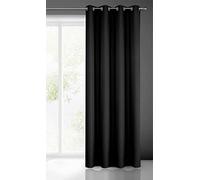 Eurofirany Smooth Plain Modern Curtain with Eyelets-1 Unit, Bedroom, Living Room, Lounge, Kitchen, 140g m/2, Microfibre, Black, W55 x L98