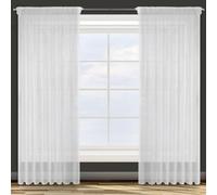 Eurofirany Smooth Transparent Ruffle Tape Shimmering Glitter Curtains Modern Simple Bedroom Children's Room Living Room White 135 x 270 cm