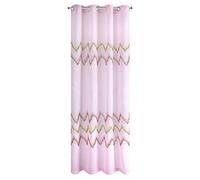 Eurofirany Smooth Zig Zag Pattern Transparent Print Matt 8 Eyelets Soft Curtains Modern Simple Bedroom Living Room Pink 140 x 250 cm
