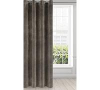 Eurofirany Soft Plain Opaque Velvet Curtain with Eyelets - 1 Unit, Thick Fluffy Panel Drape Classic Glamour Elegant Living Room Bedroom, W55'' x L98.4'', 140x250 cm, Graphite