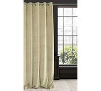 Eurofirany Soft Plain Opaque Velvet Curtain with Eyelets-1 Unit, Thick Fluffy Panel Drape Classic Glamour Elegant Living Room Bedroom, Beige, W55'' x L98''