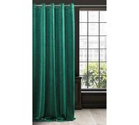 Eurofirany Soft Plain Opaque Velvet Curtain with Eyelets - 1 Unit, Thick Fluffy Panel Drape Classic Glamour Elegant Living Room Bedroom, W55'' x L98.4'', 140x250 cm, Dark Green