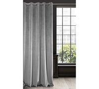 Eurofirany Soft Plain Opaque Velvet Curtain with Eyelets - 1 Unit, Thick Fluffy Panel Drape Classic Glamour Elegant Living Room Bedroom, W55'' x L98.4'', 140x250 cm, Steel Grey