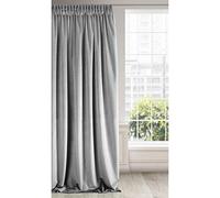 Eurofirany Soft Plain Opaque Velvet Curtain with Rufflette Tape for Rail-1 Unit, Thick Fluffy Panel Drape Classic Glamour Elegant Living Room Bedroom, Steel Grey, W55'' x L106''
