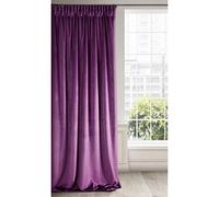 Eurofirany Soft Plain Opaque Velvet Curtain with Rufflette Tape for Rail-1 Unit, Thick Fluffy Panel Drape Classic Glamour Elegant Living Room Bedroom, Purple, W55'' x L106''