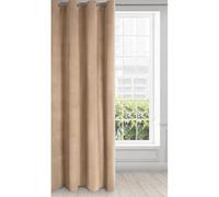 Eurofirany Velvet Super Soft Curtain with Eyelets - 1 Panel, Room Darkening Window Treartment, Drapes for Bedroom, Kitchen, Living Room, W53 x L98, Dark Beige