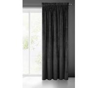 Eurofirany VILLA Soft Plain Opaque Velvet Curtain with Rufflette Tape For Rail - 1 Unit, Fluffy Panel Drape Classic Glamour Elegant Living Room, Bedroom, 290 g/m2, W55 x L106, Black