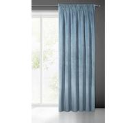 Eurofirany VILLA Soft Plain Opaque Velvet Curtain with Rufflette Tape For Rail - 1 Unit, Fluffy Panel Drape Classic Glamour Elegant Living Room, Bedroom, 290 g/m2, W55 x L106, Blue