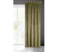 Eurofirany VILLA Soft Plain Opaque Velvet Curtain with Tape For Rail - 1 Unit, Fluffy Panel Drape Classic Glamour Elegant Living Room, Bedroom, 290 g/m2, W55 x L106, Olive Green