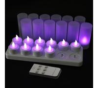 EuroFone Rechargeable LED Candles Tealight Purple Candle Flameless with Remote Control (12pcs)
